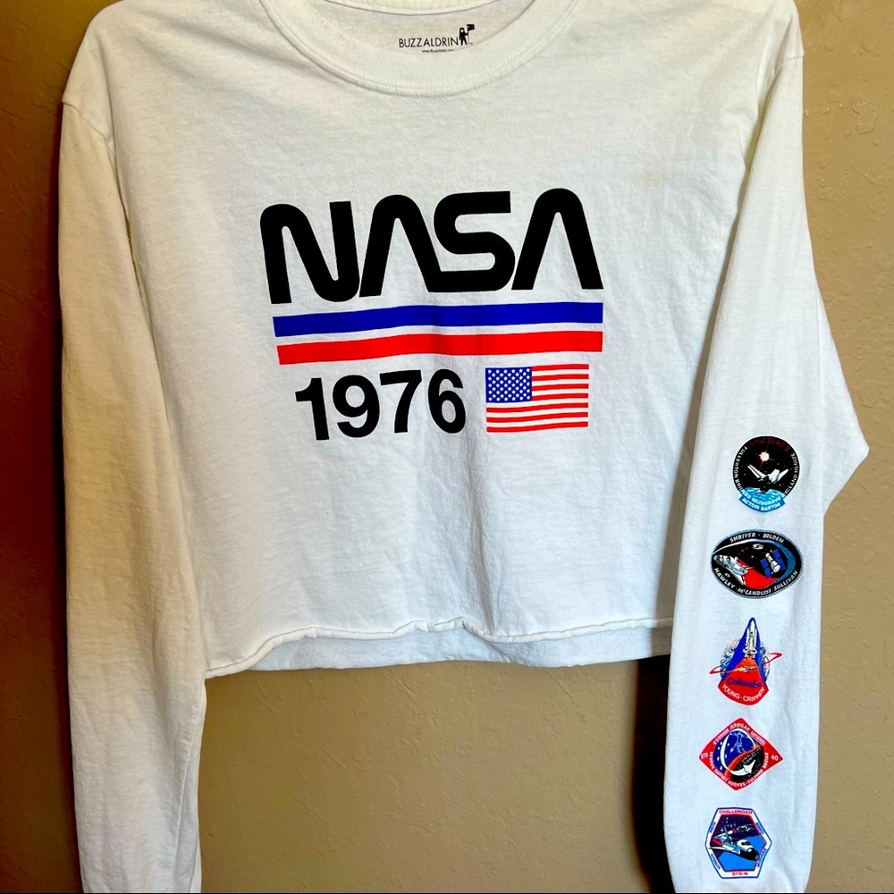 NASA Logo T-Shirt with Logos along the sleeve